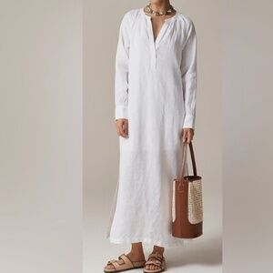 J. Crew Petite Cabana Linen Dress White Size Small NWT